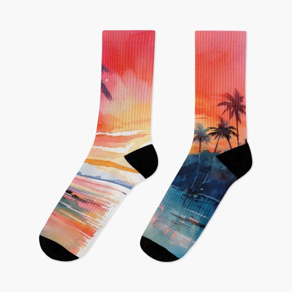 Item preview, Sunset on Caribbean Island - Watercolor painting #2 designed and sold by NatureSight.