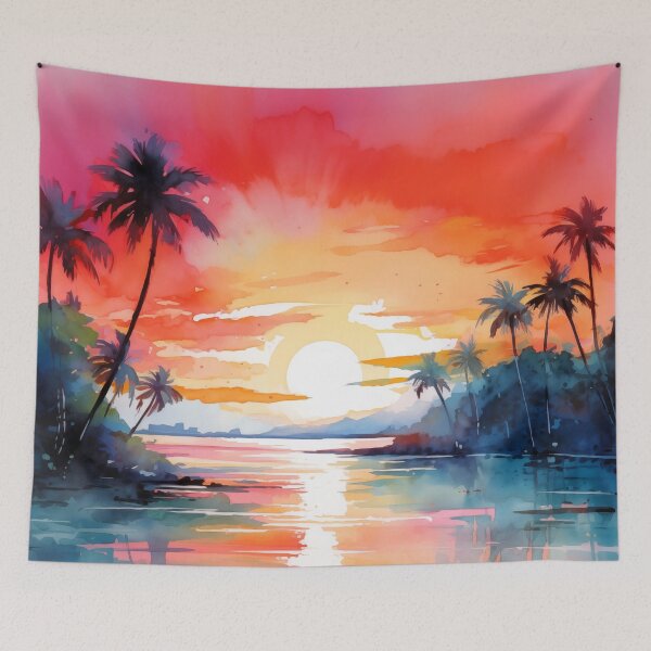 Item preview, Sunset on Caribbean Island - Watercolor painting #2 designed and sold by NatureSight.