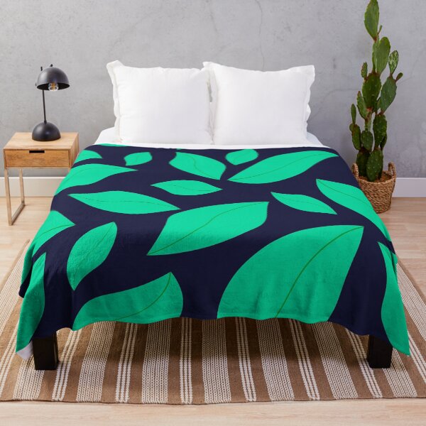 Item preview, Mint Green Leaves (Navy) designed and sold by OnTheUpswing.