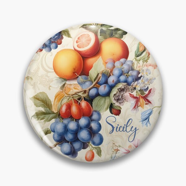 Item preview, Sicily - pattern with flowers and fruits grapes and citruses and strawberries designed and sold by EmeraldeaArt.