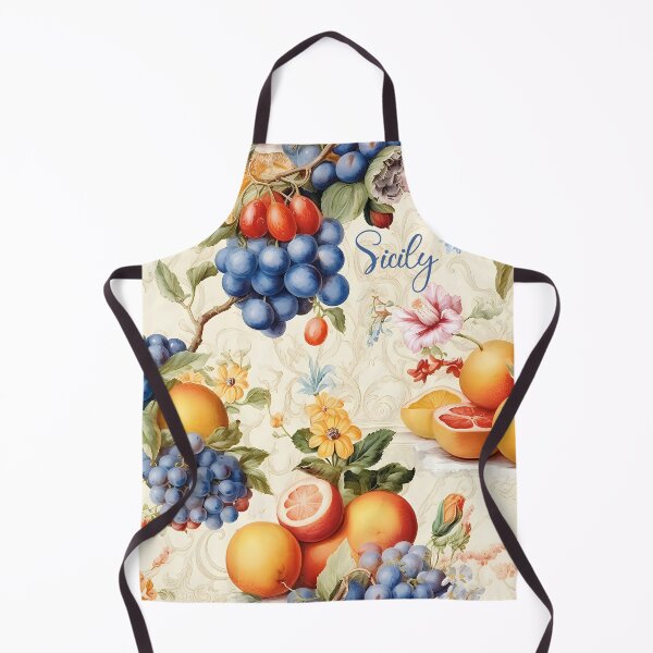Item preview, Sicily - pattern with flowers and fruits grapes and citruses and strawberries designed and sold by EmeraldeaArt.