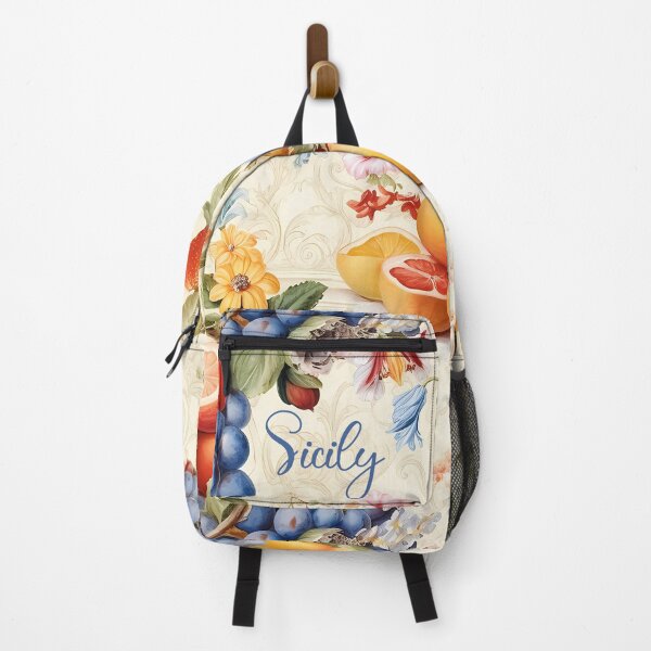Item preview, Sicily - pattern with flowers and fruits grapes and citruses and strawberries designed and sold by EmeraldeaArt.