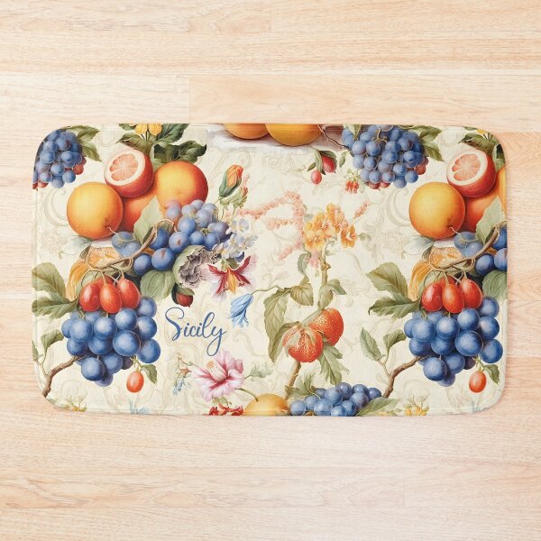 Item preview, Sicily - pattern with flowers and fruits grapes and citruses and strawberries designed and sold by EmeraldeaArt.