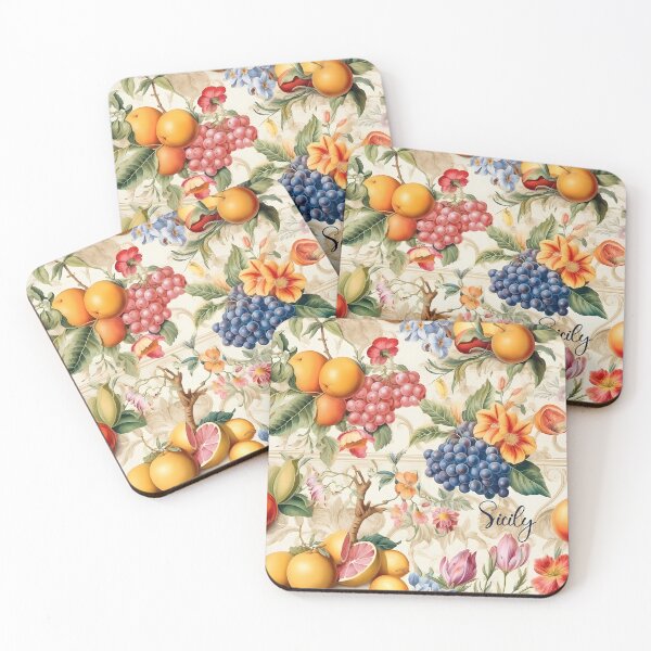 Item preview, Sicily - floral pattern with fruits grapes and citruses designed and sold by EmeraldeaArt.