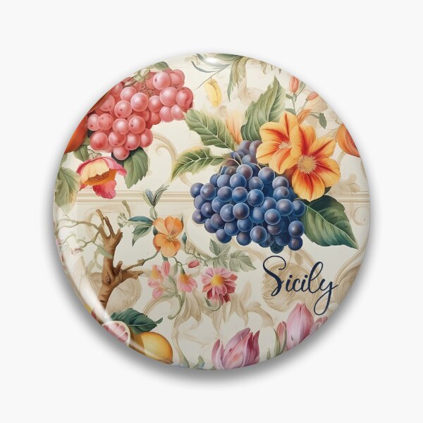Item preview, Sicily - floral pattern with fruits grapes and citruses designed and sold by EmeraldeaArt.