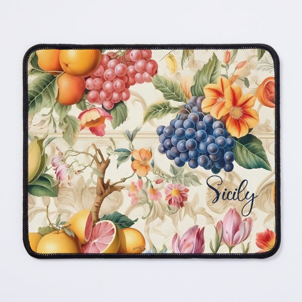 Item preview, Sicily - floral pattern with fruits grapes and citruses designed and sold by EmeraldeaArt.