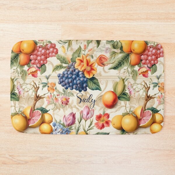 Item preview, Sicily - floral pattern with fruits grapes and citruses designed and sold by EmeraldeaArt.