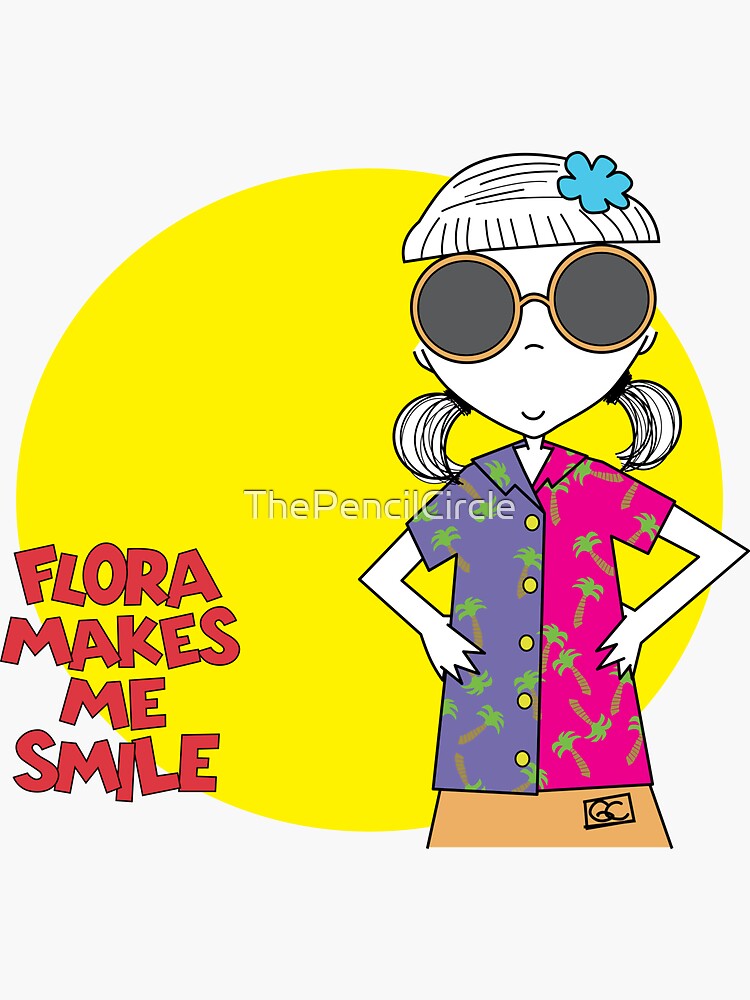 Thumbnail 3 of 3, Sticker, FLORA MAKES ME SMILE - STAY COOL designed and sold by ThePencilCircle.