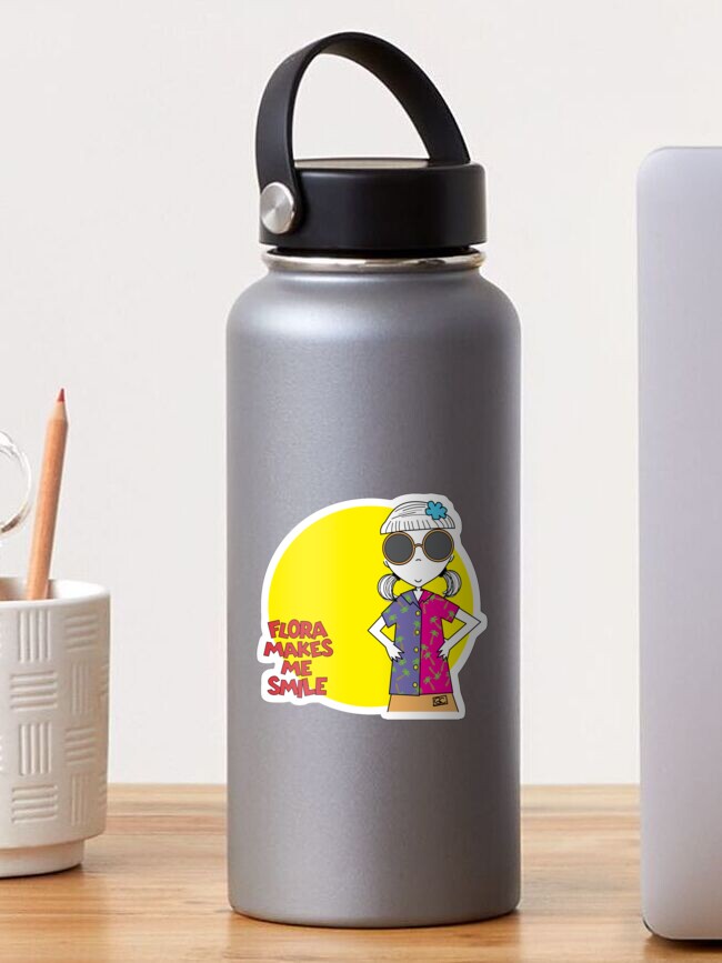 Thumbnail 1 of 3, Sticker, FLORA MAKES ME SMILE - STAY COOL designed and sold by ThePencilCircle.
