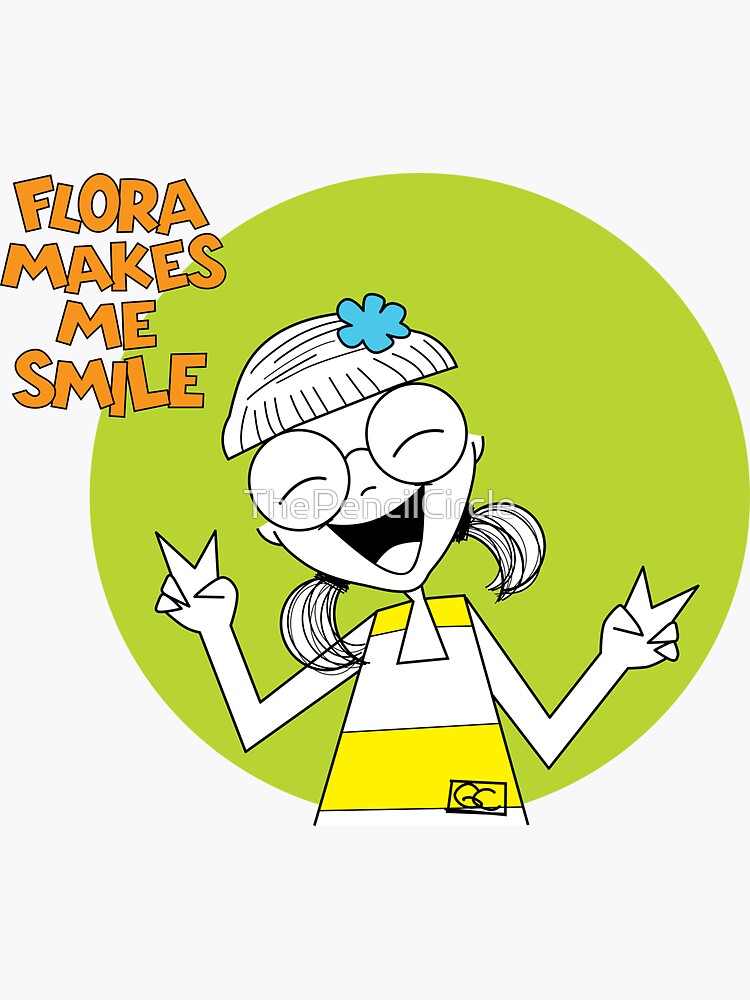 Thumbnail 3 of 3, Sticker, FLORA MAKES ME SMILE - CHOOSE HAPPY designed and sold by ThePencilCircle.