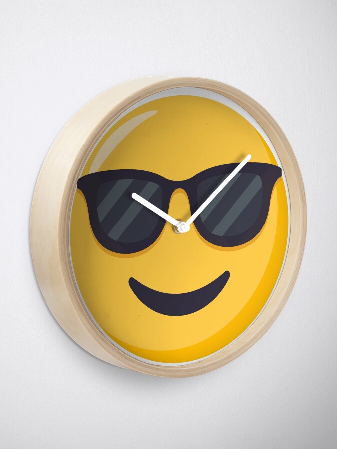 "JoyPixels™ Smiling Face with Sunglasses Emoji" Clock by joypixels Redbubble
