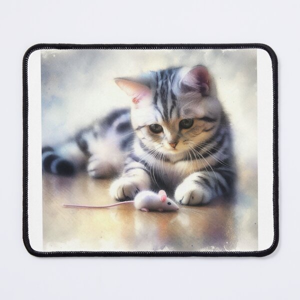 Item preview, American Shorthair 3 With Mouse Toy designed and sold by PamsAIArt.