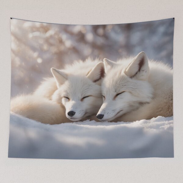 Item preview, Two Cozy Snow Foxes designed and sold by LyssasMindArt.