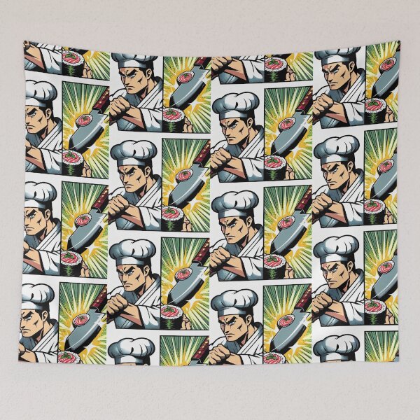 Item preview, Manga Chef Making Sushi Pop Art Style designed and sold by artofuniverse.