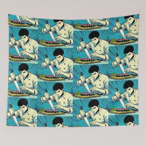 Item preview, Manga Chef Making Sushi Pop Art Style designed and sold by artofuniverse.