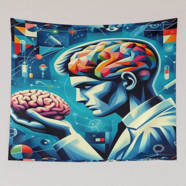 Item preview, Scientist Examines Brain Cubism Art Style designed and sold by Naomi Gutierrez Parrish.