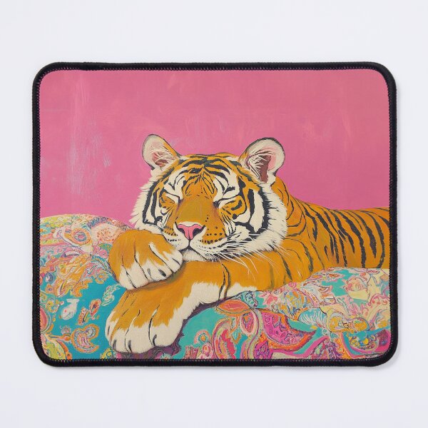Item preview, Pink Maximalist Tiger Preppy Painting designed and sold by Creative Brat Design Studio.