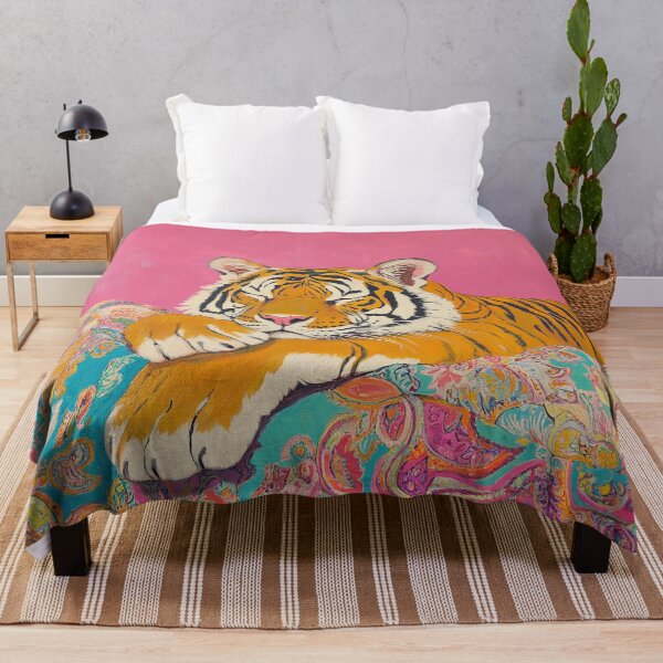 Item preview, Pink Maximalist Tiger Preppy Painting designed and sold by Creative Brat Design Studio.