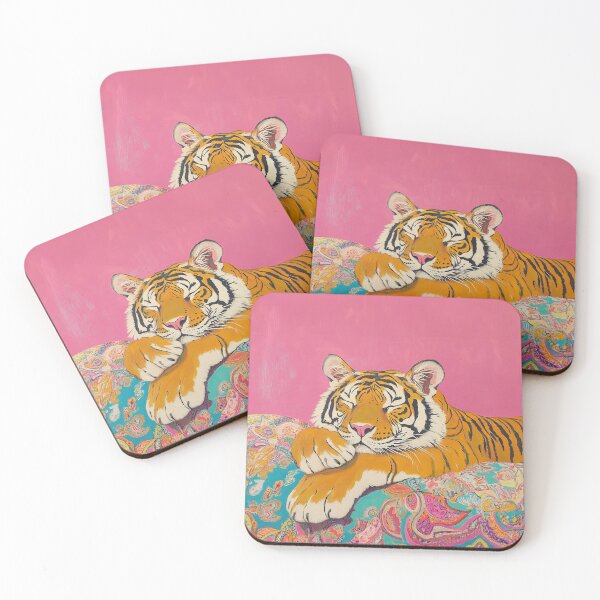 Item preview, Pink Maximalist Tiger Preppy Painting designed and sold by Creative Brat Design Studio.
