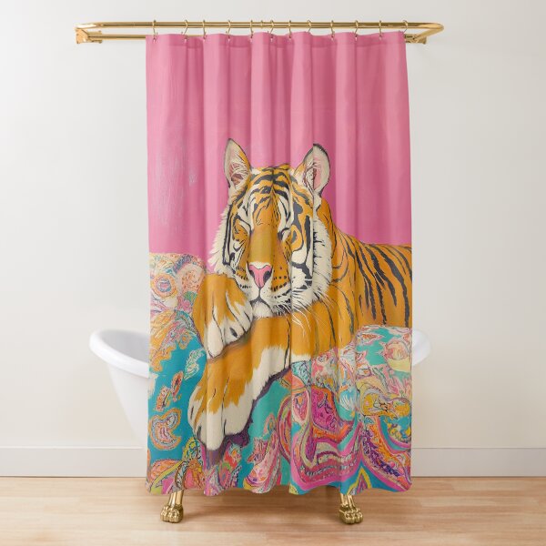 Item preview, Pink Maximalist Tiger Preppy Painting designed and sold by Creative Brat Design Studio.