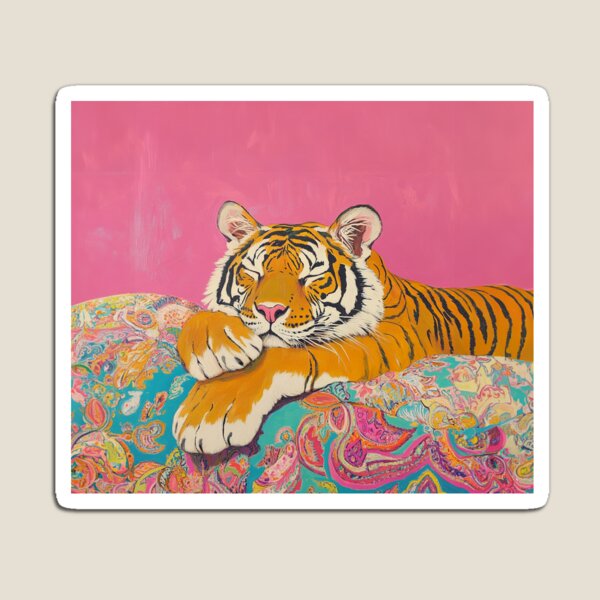 Item preview, Pink Maximalist Tiger Preppy Painting designed and sold by Creative Brat Design Studio.