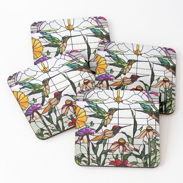 Item preview, Stained Glass Hummingbird and Flower Garden  designed and sold by StoryofPieces.