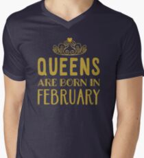 Camiseta para hombre de cuello en v Queens nacen en febrero