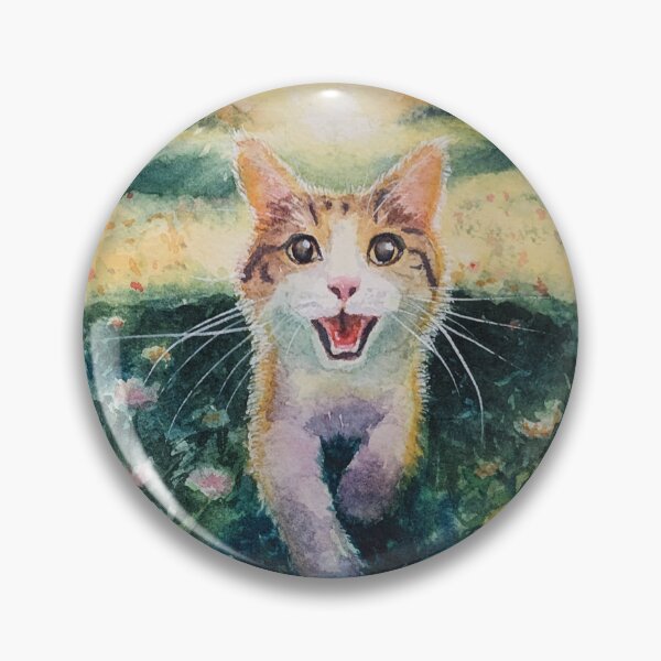 Item preview, Happy cat running in a flowery field designed and sold by MarieLeRiz-Art.