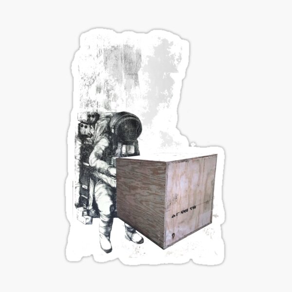 Astronaut delivering a box Sticker
