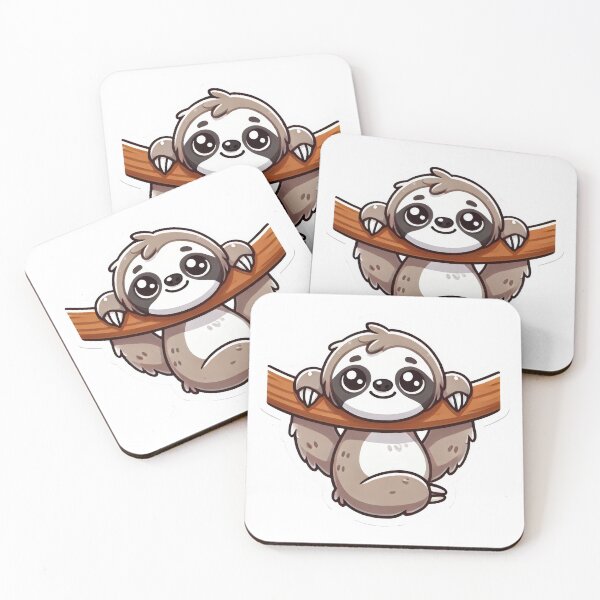 Item preview, Adorable Cartoon Sloth Hanging from a Branch designed and sold by LevelUpStickers.