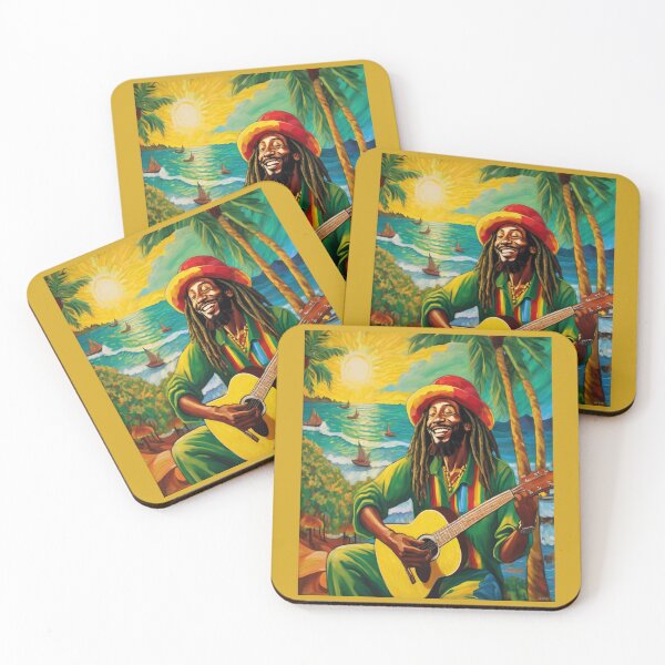 Item preview, "Golden Sun Reggae: Rastafarian Guitarist in Jamaica" designed and sold by Artisticanvas.