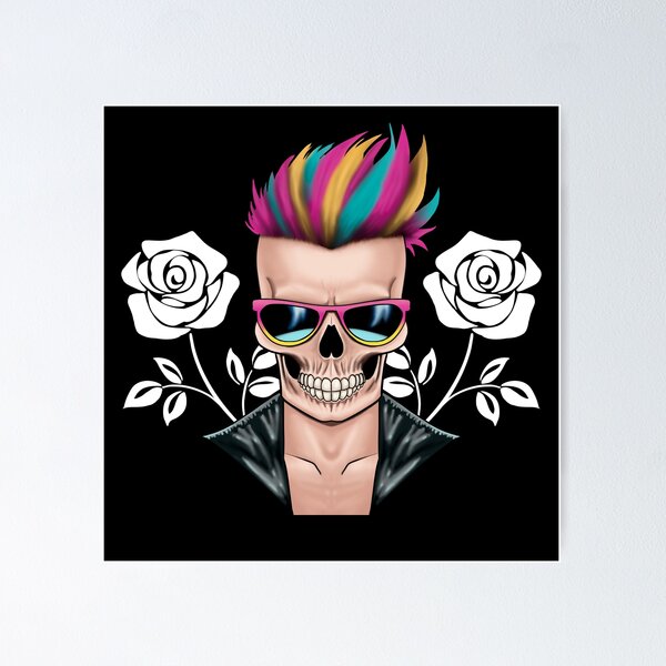 Item preview, Punk Skull Rock n Roll White Flowes designed and sold by Naminuzaki.