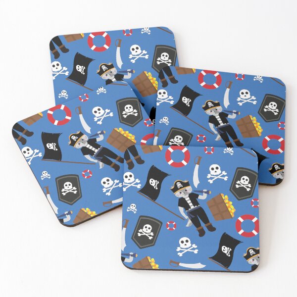 Item preview, pirate cat skull crossbones blue designed and sold by Gossip Rag.