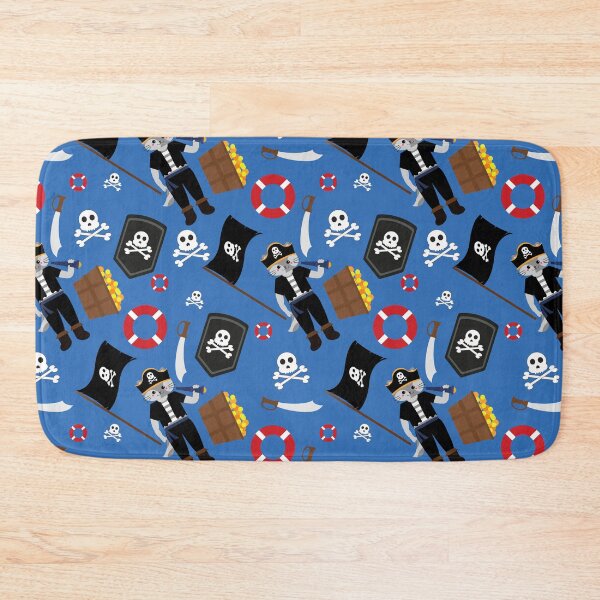 Item preview, pirate cat skull crossbones blue designed and sold by Gossip Rag.