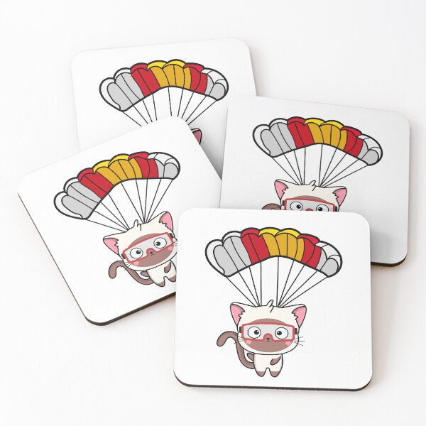 Item preview, Happy White cat has a parachute designed and sold by Pet Station.