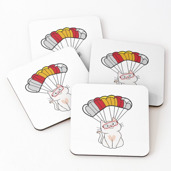 Item preview, Happy White cat has a parachute designed and sold by Pet Station.