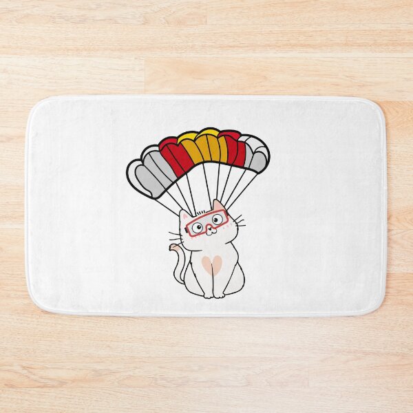 Item preview, Happy White cat has a parachute designed and sold by Pet Station.