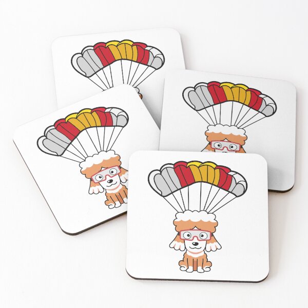 Item preview, Happy poodle dog has a parachute designed and sold by Pet Station.
