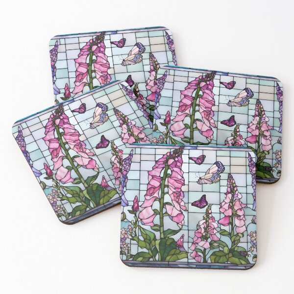 Item preview, Stained Glass Foxglove and Butterflies designed and sold by StoryofPieces.