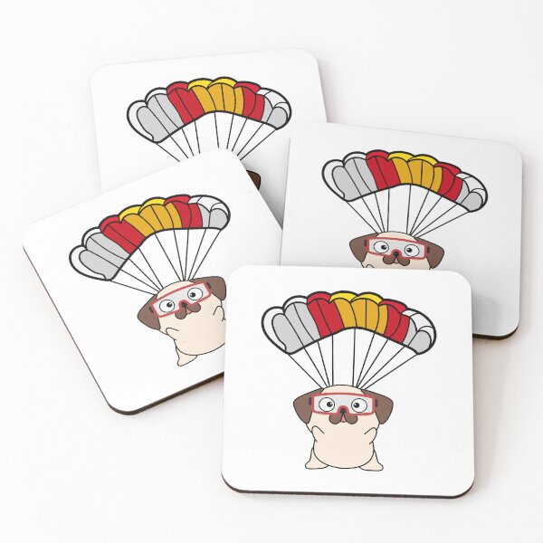 Item preview, Happy Pug dog has a parachute designed and sold by Pet Station.