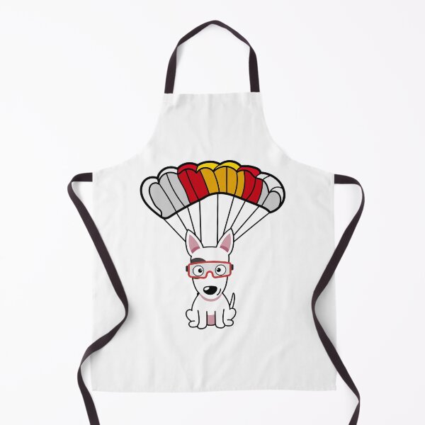 Item preview, Happy bull terrier dog has a parachute designed and sold by Pet Station.