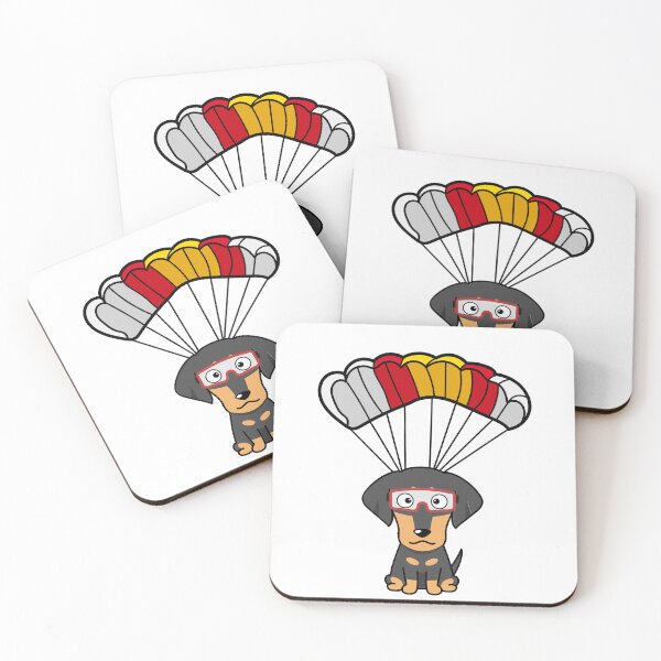 Item preview, Happy dachshund dog has a parachute designed and sold by Pet Station.