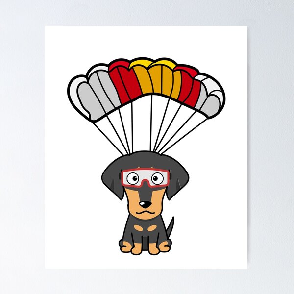 Item preview, Happy dachshund dog has a parachute designed and sold by Pet Station.