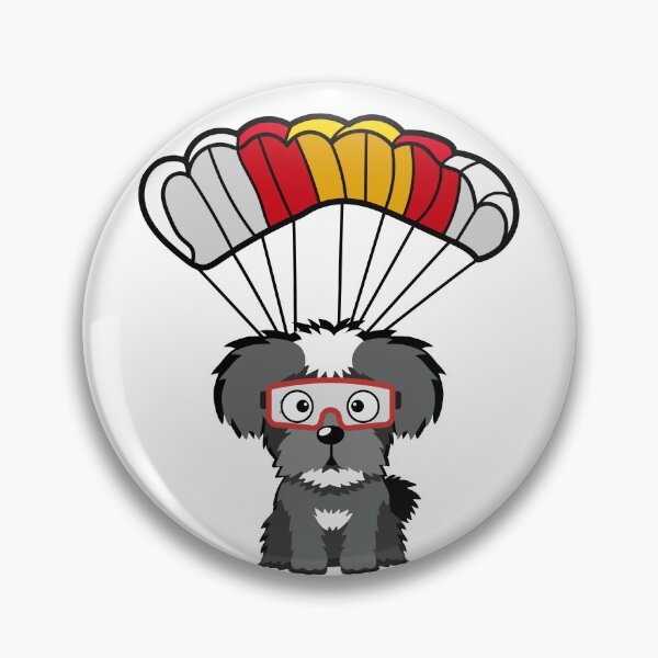 Item preview, Happy schnauzer dog has a parachute designed and sold by Pet Station.