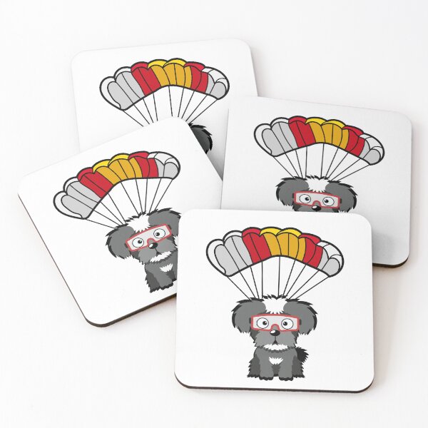 Item preview, Happy schnauzer dog has a parachute designed and sold by Pet Station.
