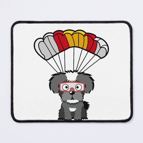 Item preview, Happy schnauzer dog has a parachute designed and sold by Pet Station.