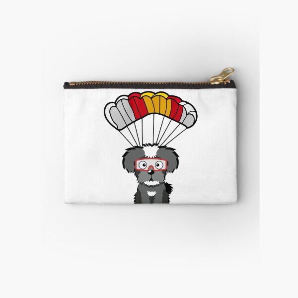 Item preview, Happy schnauzer dog has a parachute designed and sold by Pet Station.