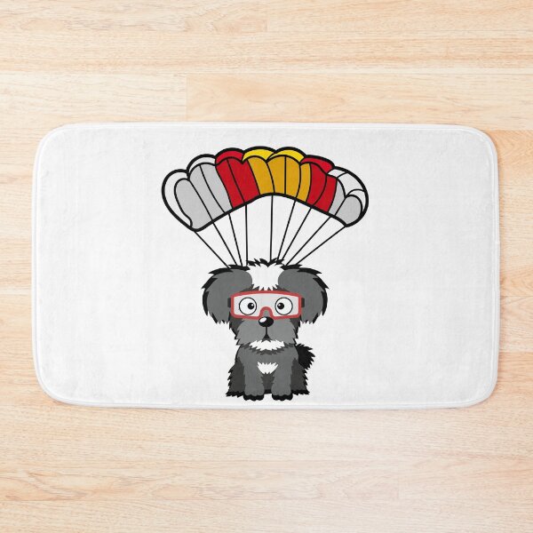 Item preview, Happy schnauzer dog has a parachute designed and sold by Pet Station.