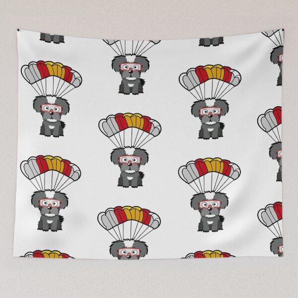 Item preview, Happy schnauzer dog has a parachute designed and sold by Pet Station.