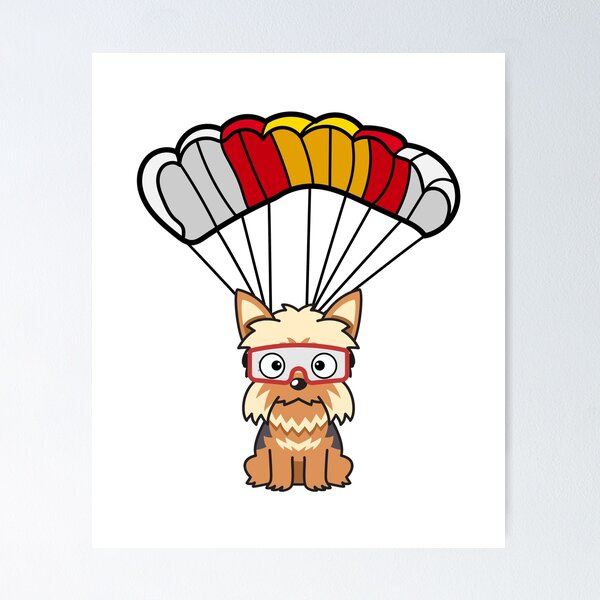 Item preview, Happy yorkshrie terrier  has a parachute designed and sold by Pet Station.